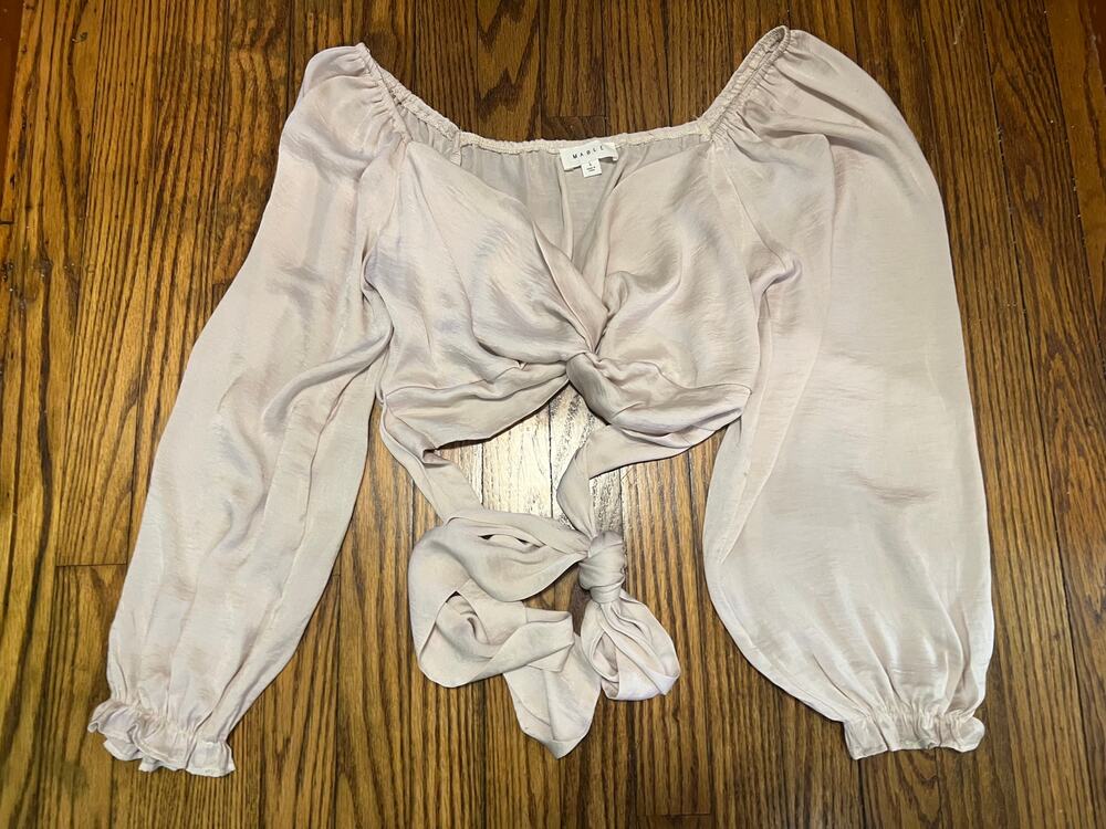 Mable Satin Cream Wrap Tie Halter Top sze L